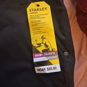 Stanley Black Canvas Fleece-Lined Carpenter Cargo Pants